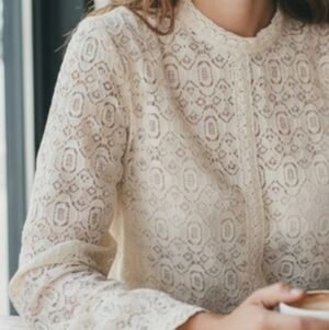 Sz XL G.I.L.I. Got It Love It Lace Button Up Shirt Cotton Blend